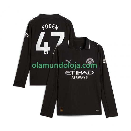 Camisola Manchester City Phil Foden 47 Homem Equipamento Segundo 2025-2026 Manga Comprida